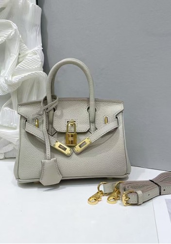 Tiger Lyly Brigitte Mini Leather Bag Light Grey Pink
