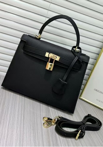 Tiger Lyly Garbo Palm Print Leather Bag 28CM Black