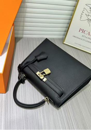 Tiger Lyly Garbo Palm Print Leather Bag 22CM Black
