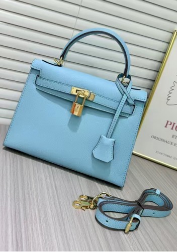 Tiger Lyly Garbo Palm Print Leather Bag 28CM Blue