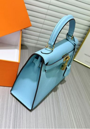 Tiger Lyly Garbo Palm Print Leather Bag 22CM Blue
