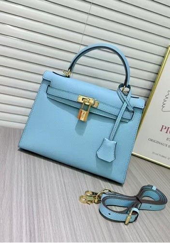 Tiger Lyly Garbo Palm Print Leather Bag 25CM Blue