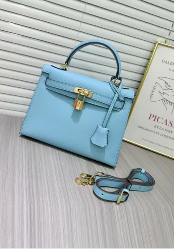 Tiger Lyly Garbo Palm Print Leather Bag 22CM Blue