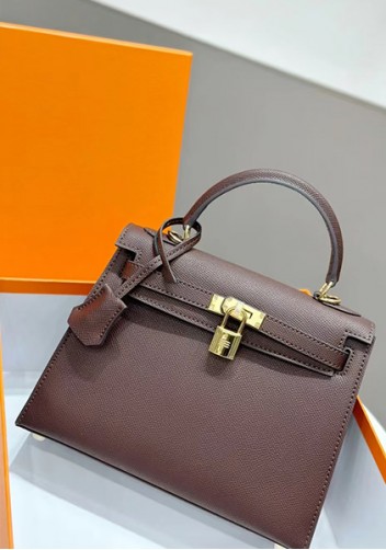 Tiger Lyly Garbo Palm Print Leather Bag 28CM Brown