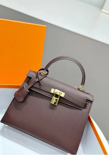 Tiger Lyly Garbo Palm Print Leather Bag 22CM Brown