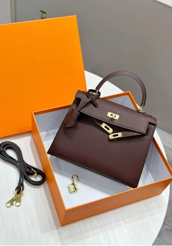 Tiger Lyly Garbo Palm Print Leather Bag 22CM Brown