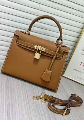 Tiger Lyly Garbo Palm Print Leather Bag 28CM Camel