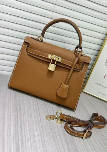 Tiger Lyly Garbo Palm Print Leather Bag 22CM Camel