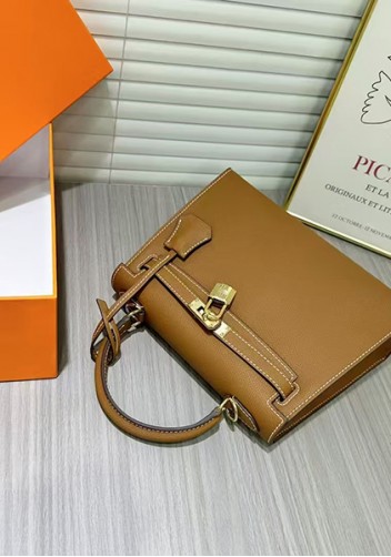 Tiger Lyly Garbo Palm Print Leather Bag 22CM Camel