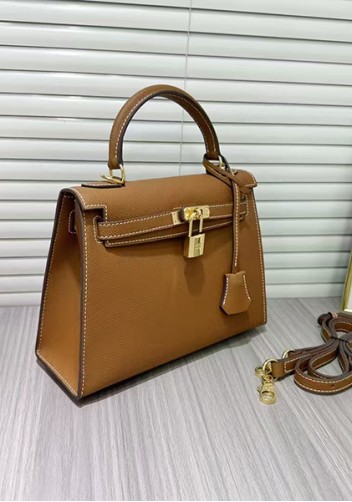 Tiger Lyly Garbo Palm Print Leather Bag 22CM Camel
