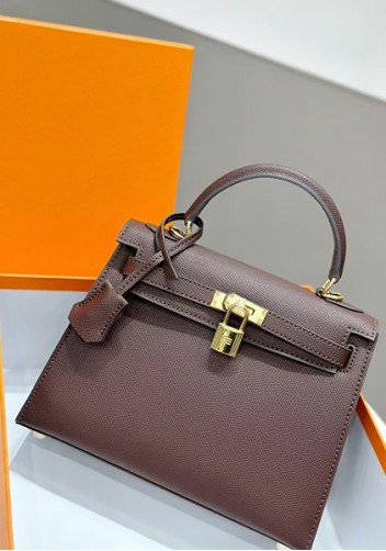 Tiger Lyly Garbo Palm Print Leather Bag 28CM Choco