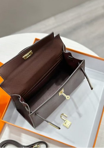 Tiger Lyly Garbo Palm Print Leather Bag 22CM Choco