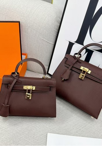 Tiger Lyly Garbo Palm Print Leather Bag 22CM Choco