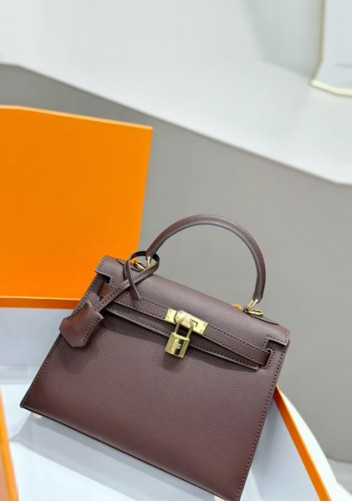 Tiger Lyly Garbo Palm Print Leather Bag 22CM Choco