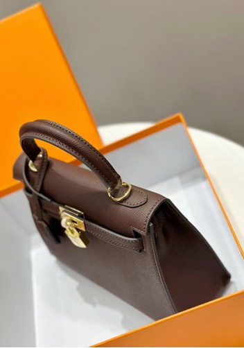 Tiger Lyly Garbo Palm Print Leather Bag 22CM Choco