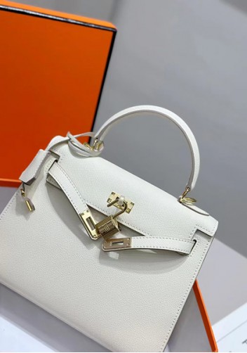 Tiger Lyly Garbo Palm Print Leather Bag 25CM Cream