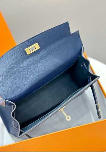 Tiger Lyly Garbo Palm Print Leather Bag 22CM Dark Blue