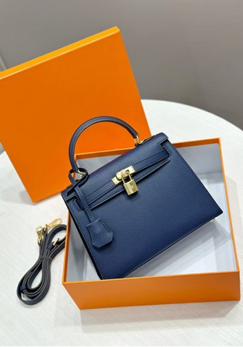 Tiger Lyly Garbo Palm Print Leather Bag 22CM Dark Blue