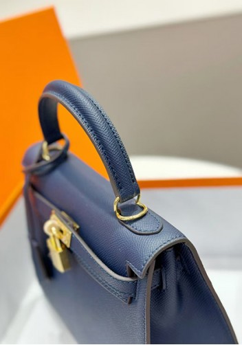 Tiger Lyly Garbo Palm Print Leather Bag 22CM Dark Blue