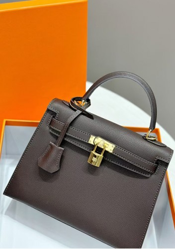 Tiger Lyly Garbo Palm Print Leather Bag 28CM Dark brown