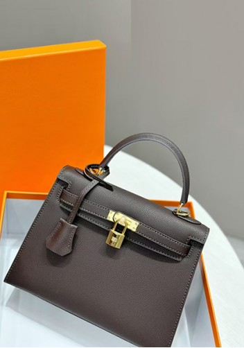 Tiger Lyly Garbo Palm Print Leather Bag 22CM Dark brown