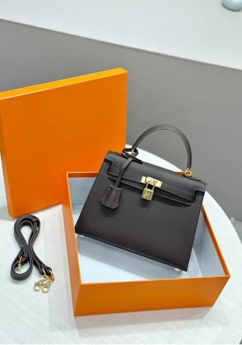 Tiger Lyly Garbo Palm Print Leather Bag 25CM Dark brown