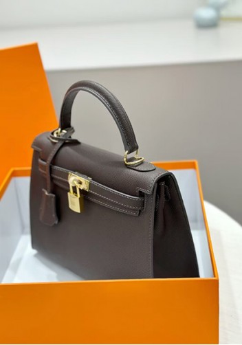 Tiger Lyly Garbo Palm Print Leather Bag 25CM Dark brown