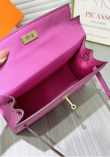 Tiger Lyly Garbo Palm Print Leather Bag 22CM Fuchsia