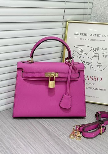 Tiger Lyly Garbo Palm Print Leather Bag 25CM Fuchsia