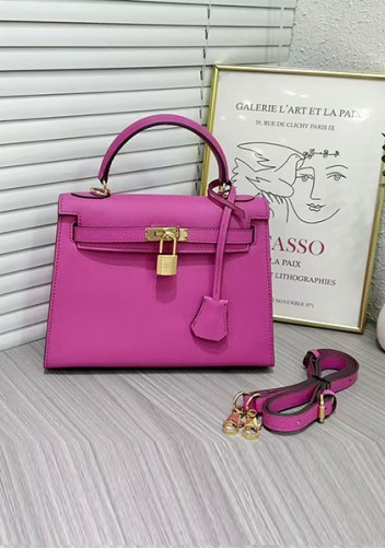 Tiger Lyly Garbo Palm Print Leather Bag 22CM Fuchsia