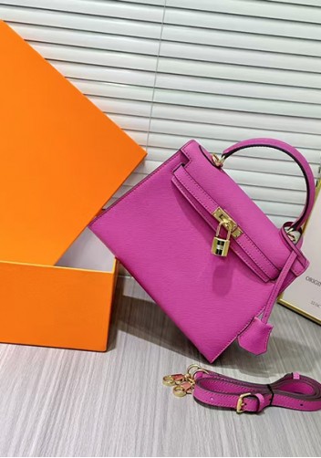 Tiger Lyly Garbo Palm Print Leather Bag 22CM Fuchsia