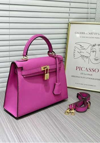 Tiger Lyly Garbo Palm Print Leather Bag 22CM Fuchsia