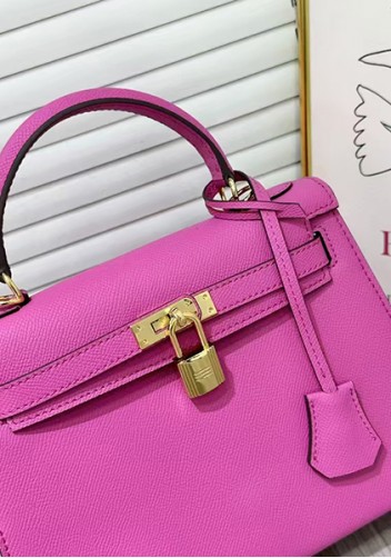 Tiger Lyly Garbo Palm Print Leather Bag 22CM Fuchsia