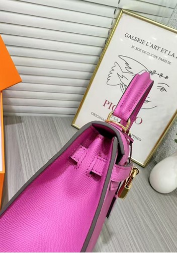 Tiger Lyly Garbo Palm Print Leather Bag 22CM Fuchsia