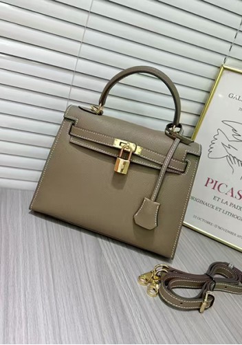 Tiger Lyly Garbo Palm Print Leather Bag 25CM Light Grey