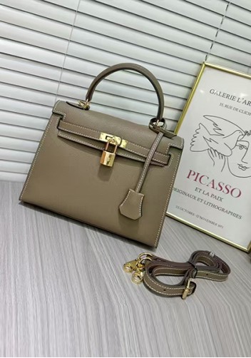 Tiger Lyly Garbo Palm Print Leather Bag 22CM Light Grey
