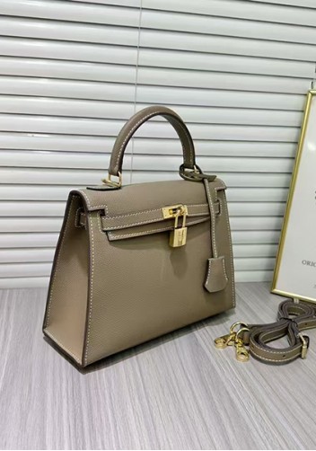 Tiger Lyly Garbo Palm Print Leather Bag 22CM Light Grey