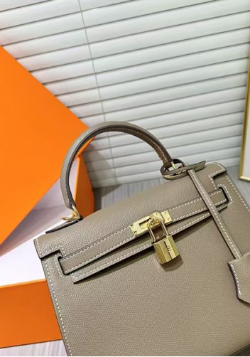 Tiger Lyly Garbo Palm Print Leather Bag 22CM Light Grey