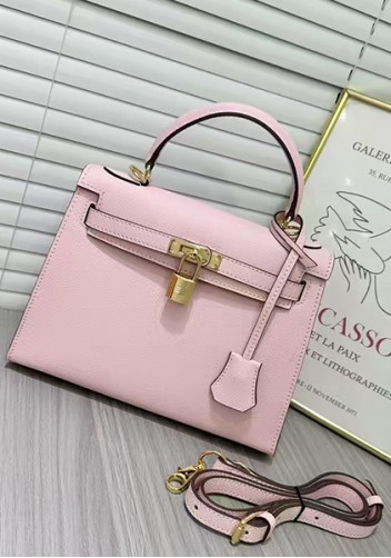Tiger Lyly Garbo Palm Print Leather Bag 28CM Pink