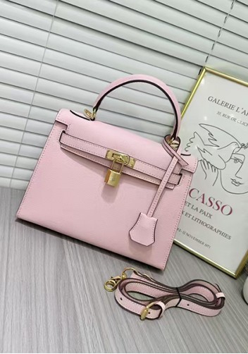 Tiger Lyly Garbo Palm Print Leather Bag 25CM Pink