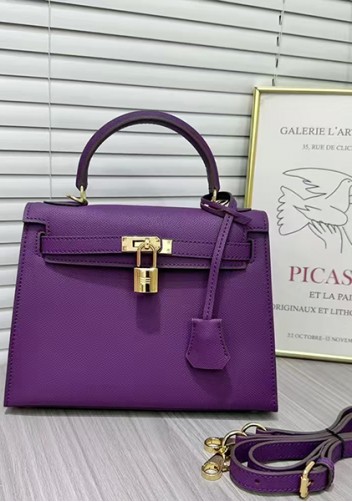 Tiger Lyly Garbo Palm Print Leather Bag 28CM Purple