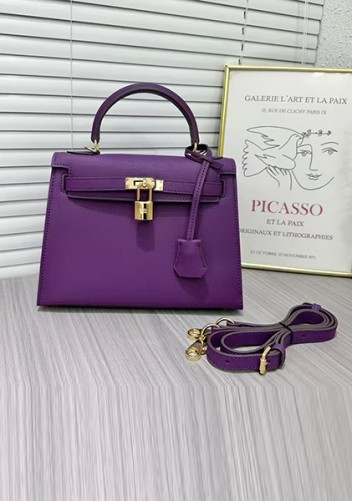 Tiger Lyly Garbo Palm Print Leather Bag 22CM Purple