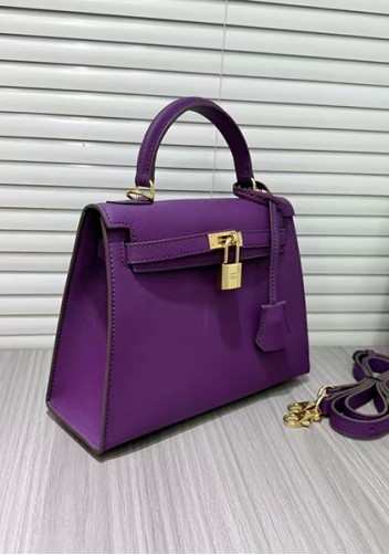 Tiger Lyly Garbo Palm Print Leather Bag 25CM Purple