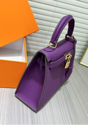Tiger Lyly Garbo Palm Print Leather Bag 25CM Purple