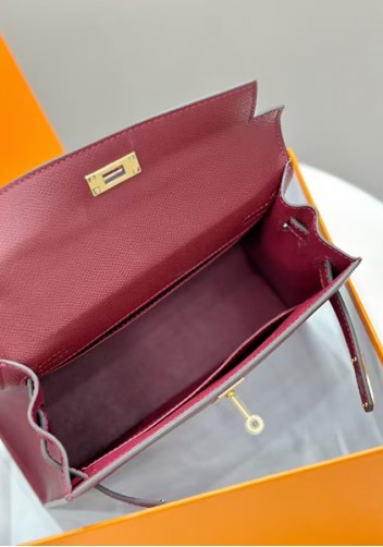 Tiger Lyly Garbo Palm Print Leather Bag 22CM Wine