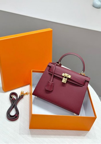 Tiger Lyly Garbo Palm Print Leather Bag 25CM Wine