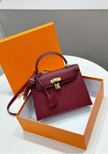 Tiger Lyly Garbo Palm Print Leather Bag 22CM Wine