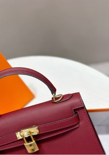 Tiger Lyly Garbo Palm Print Leather Bag 22CM Wine