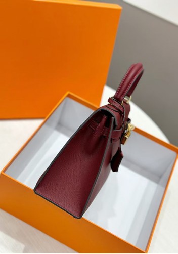 Tiger Lyly Garbo Palm Print Leather Bag 22CM Wine