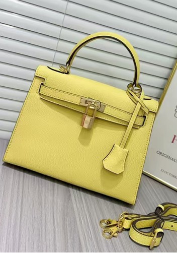 Tiger Lyly Garbo Palm Print Leather Bag 28CM Yellow